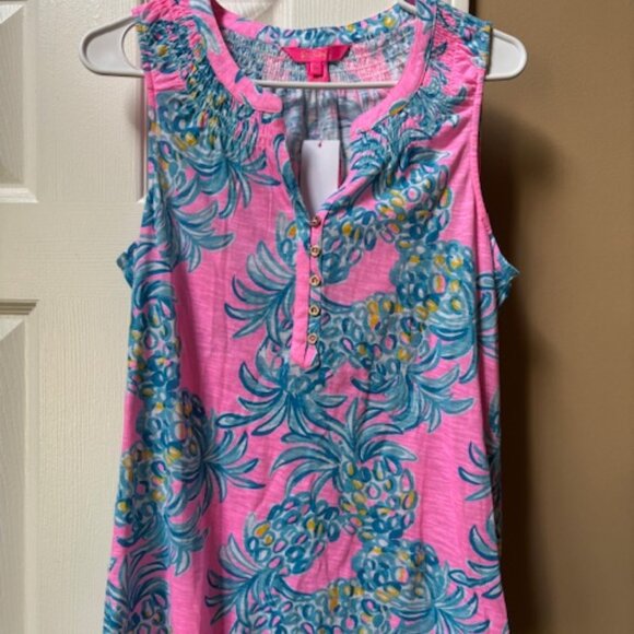 NWT Lilly Pulitzer Essie Tank Top in Pelican Pink Beat the Heat size Medium - Picture 1 of 3